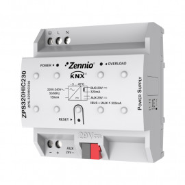 Alimentation KNX Zennio - ZPS-320HIC230 - 320 mA - Sortie auxiliaire 29 VDC