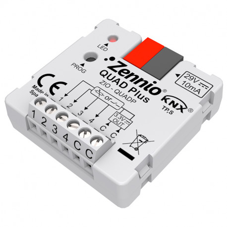 Module Quad Plus KNX Zennio - ZIO-QUADP - 4 entrées analogique-numériques