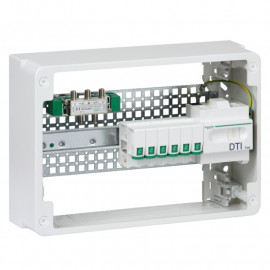 Coffret de communication Resi9 Grade 2TV - 6 départs RJ45 - 18 modules - 1 rangée
