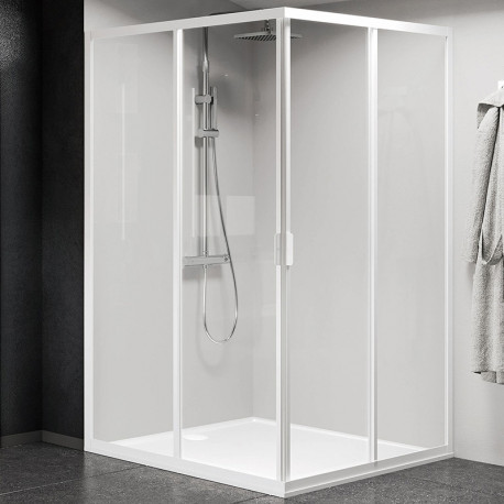 Paroi de douche coulissante - 78↔81 -1 côté - Lunes 2.0 A Novellini - Accès d'angle - Transparent - Blanc