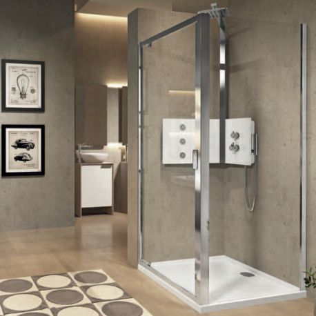 Paroi de douche fixe - 78↔84 - Lunes F Novellini - 195 cm - Transparent - Blanc