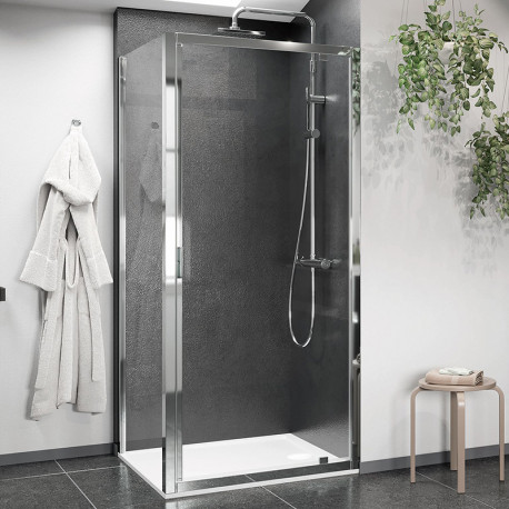 Paroi de douche pivotante - 84↔90 - Lunes G Novellini - 195 cm - Transparent - Blanc
