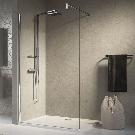 Paroi de douche à l'italienne - 77↔78,5 - Lunes H Novellini - 195 cm - 77↔78,5 - Transparent - Silver