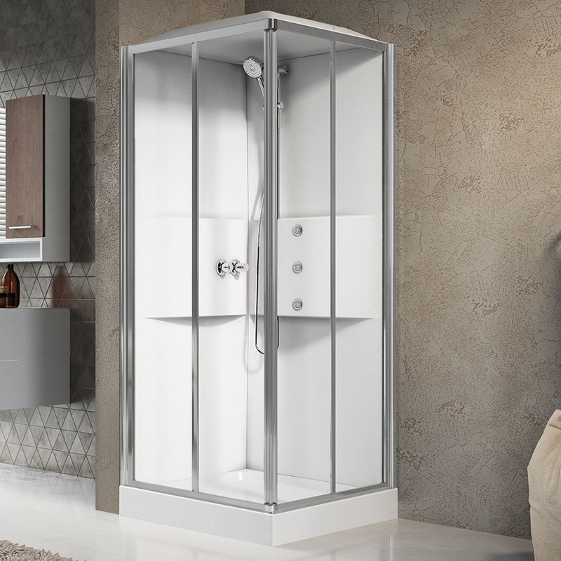 Leda - Cabine douche carré 80x80cm portes battantes sérigraphie IZI BOX 2