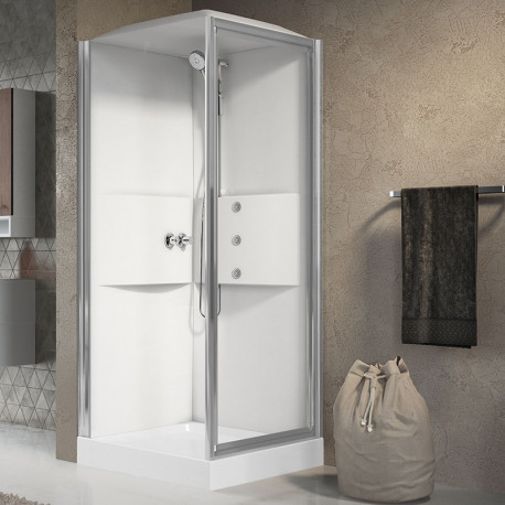 Cabine de douche pivotante 90x90 Media 2.0 GF Novellini - Transparent - Blanc