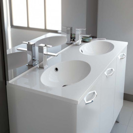 Double vasque CUP Eko'Line Aquarine - Polybéton - 1202 mm - Blanc