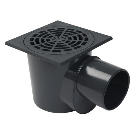 Siphon de cour à panier Nicoll - Sortie horizontale - 20x20cm - PVC - Anthracite