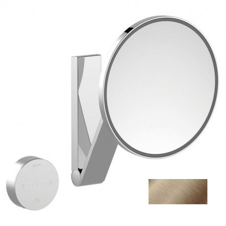 Miroir agrandissant lumineux Dali iLook_move Keuco - Rond - Bronze brossé - Câble encastré