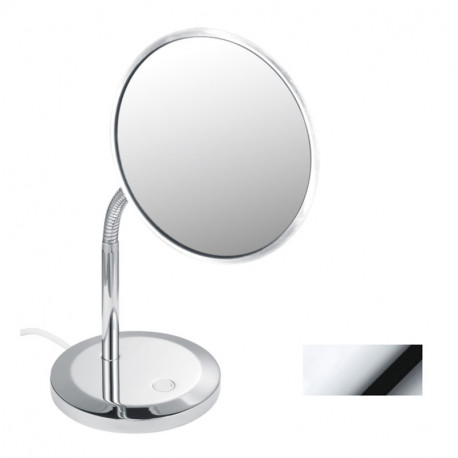 Miroir agrandissant avec éclairage Elégant Keuco - Rond - Chromé - A poser