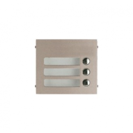 Façade 3 boutons d'appel GF3P pour portier Aiphone - Ep.1.5mm - Alliage métal