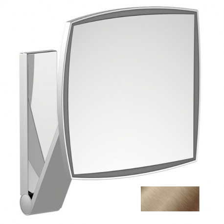 Miroir grossissant carré ILook_Move Keuco - Avec éclairage - Sur bras pivotant - Bronze brossé