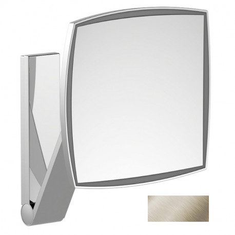 Miroir grossissant carré ILook_Move Keuco - Avec éclairage - Sur bras pivotant - Nickel brossé