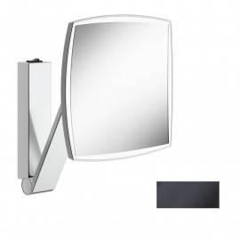 Miroir grossissant avec éclairage iLook_move Keuco - Carré - Chromé noir brossé - Avec interrupteur