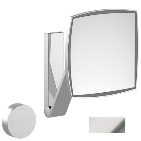 Miroir agrandissant LED ILook_Move Keuco - Carré - Sans fil - Acier inox