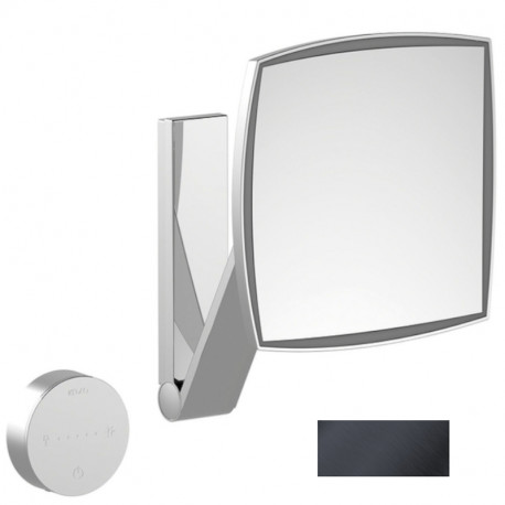 Miroir agrandissant LED ILook_Move Keuco - Carré - Sans fil - Chromé noir brossé