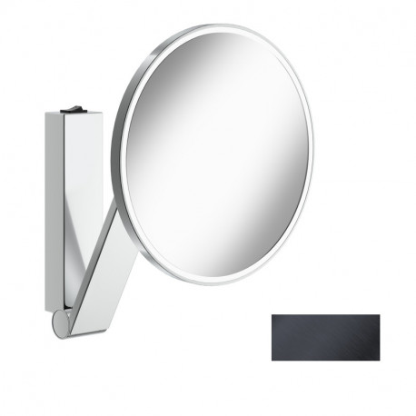 Miroir grossissant avec éclairage iLook_move Keuco - Rond - Chromé noir brossé - Avec interrupteur
