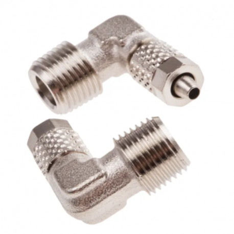Lot de 5 adaptateurs filetés coudés RS PRO - R 1/8 mâle - 4 mm - Laiton nickelé