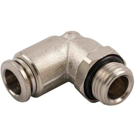 Lot de 10 adaptateurs filetés coudés RS PRO - vers enfichable 4mm G 1/8 mâle - Laiton nickelé