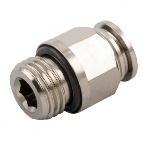 Lot de 10 adaptateurs filetés droits RS PRO - vers enfichable 4mm G 1/8 mâle - Laiton nickelé