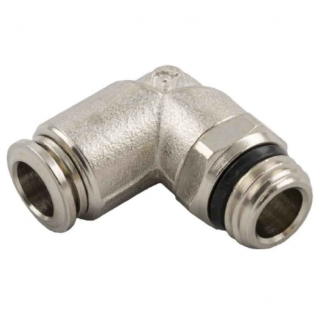 Lot de 10 adaptateurs filetés coudés RS PRO - vers enfichable 4mm Uni 1/8 mâle - Laiton nickelé