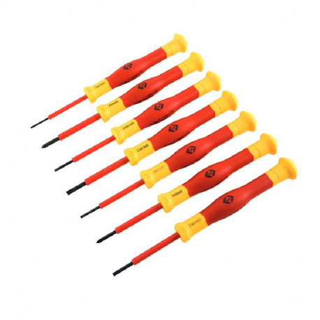 Jeu de 7 tournevis de précision VDE CK outillage - Fente/Phillips - 1000V