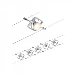 Spots sur câble tendu kit Mac 2 WIRE sans ampoules Paulmann - Leds - Chromé mat - 5X10W - 230/12 V