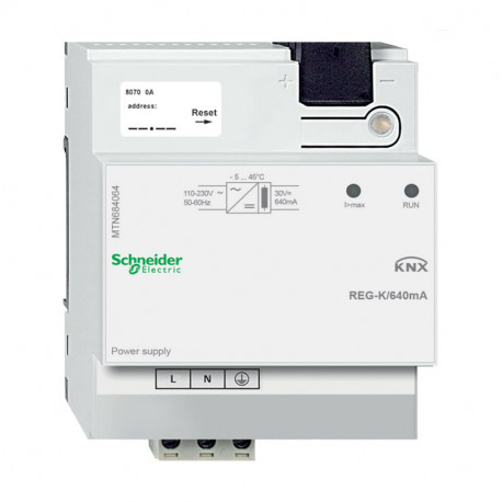 Alimentation 640mA KNX Schneider Electric - 64 participants - 8 pas de 9mm