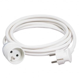 Rallonge domestique - Prise 2P+T- 16A - Câble 3m - Blanc