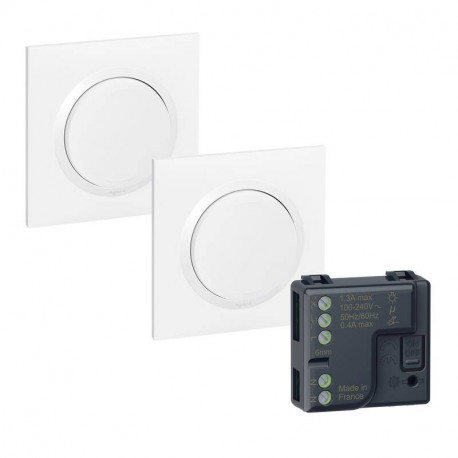 Prêt à poser Dooxie Legrand - 2 commandes sans fil Self-e - 1 micromodule - 230V - Blanc