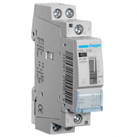 Relais de commande Hager - 16A - 1F + 1O - 12V