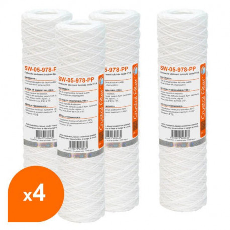 Carton de 4 cartouches sédiment bobinées SW-05-978-PP Crystal Filter - 9''7/8 - 5µm