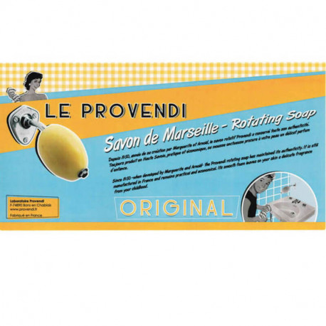 Savon rotatif vert tea tree et menthe – Porte-savon mural en laiton chromé – Mousse onctueuse – Fabriqué en France – Provendi