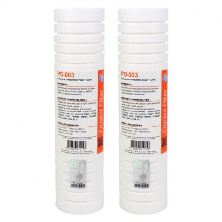 Lot de 2 cartouches silicophosphates PO-003 Crystal Filter - 10" - 5µm - Compatibles CJFA et CJ1020 pour POLAR