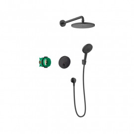 Pack encastré noir mat Raindance S avec mitigeur thermostatique Ecostat S Hansgrohe