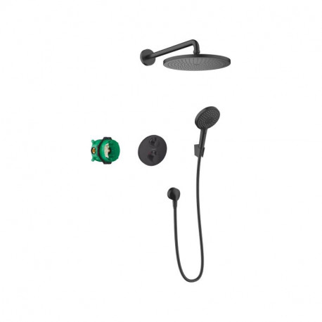 Pack encastré noir mat Croma avec mitigeur thermostatique Ecostat S Hansgrohe