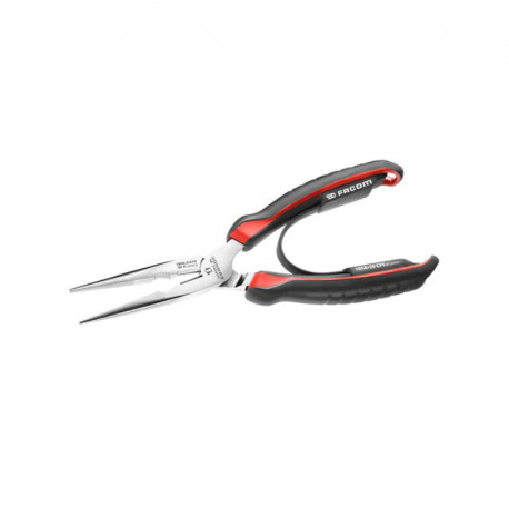 Pince à bec demi-rond Facom - L.200mm - A bec droit - Gainée bimatière - Chromé