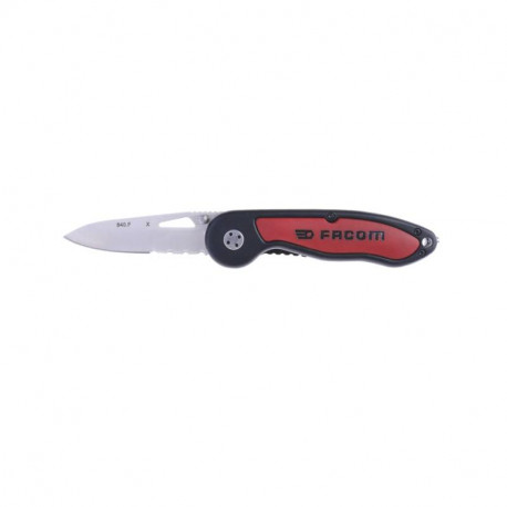 Couteau à cran d'arrêt Facom - 186mm - Manche plastique - Lame inox - avec étui