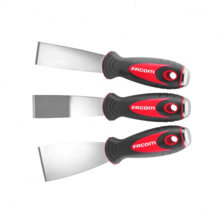 Jeu de 3 grattoirs Facom - Manche plastique - Lame inox