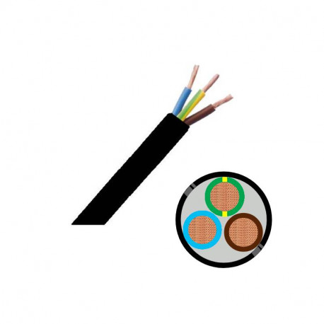 Câble souple H05RRF 3G1,5 noir - vendu en rouleau de 50 mètres
