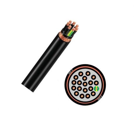 Câble industriel U1000 R2V multiconducteurs 19G1,5 - au mètre