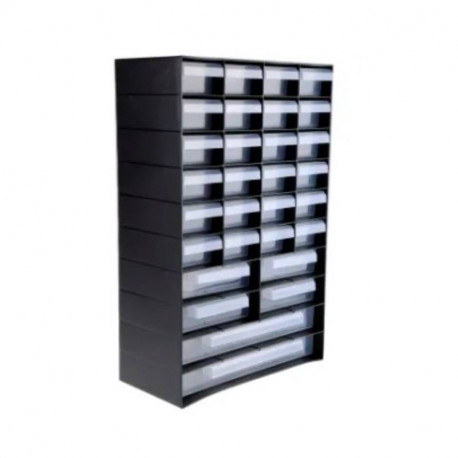 Bloc 30 tiroirs RS Pro - Plastique - Noir - 420 x 270 x 130mm