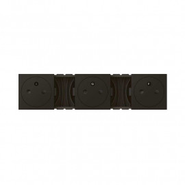 Triple prise de courant 2P+T Mosaic Legrand - 3x2 modules - Noir mat