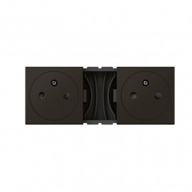Double prise de courant 2P+T Mosaic Legrand - 2x2 modules - Noir mat