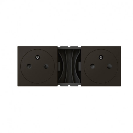 Double prise de courant 2P+T Mosaic Legrand - 2x2 modules - Noir mat