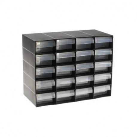 Bloc 20 tiroirs RS Pro - Plastique - Noir - 210x270x130mm