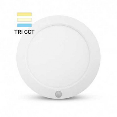 Plafonnier LED Hublot 18W Miidex - Ø230mm - CCT 3000K/4000K/6000K - Détecteur IR - Blanc