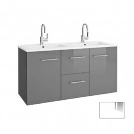 Meuble sous-plan Media 2 portes - 2 tiroirs - 120cm - Blanc brillant