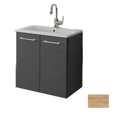 Meuble sous-plan Media 2 portes -80 cm - Salle de bain - Chêne Nebraska Naturel