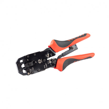 Pince à sertir à cliquet pour connecteurs téléphoniques RJ 11,12,45 CK outillage