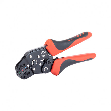 Pince à sertir à cliquet pour cosses isolées capacité 0,25-2,5 mm² - CK outillage